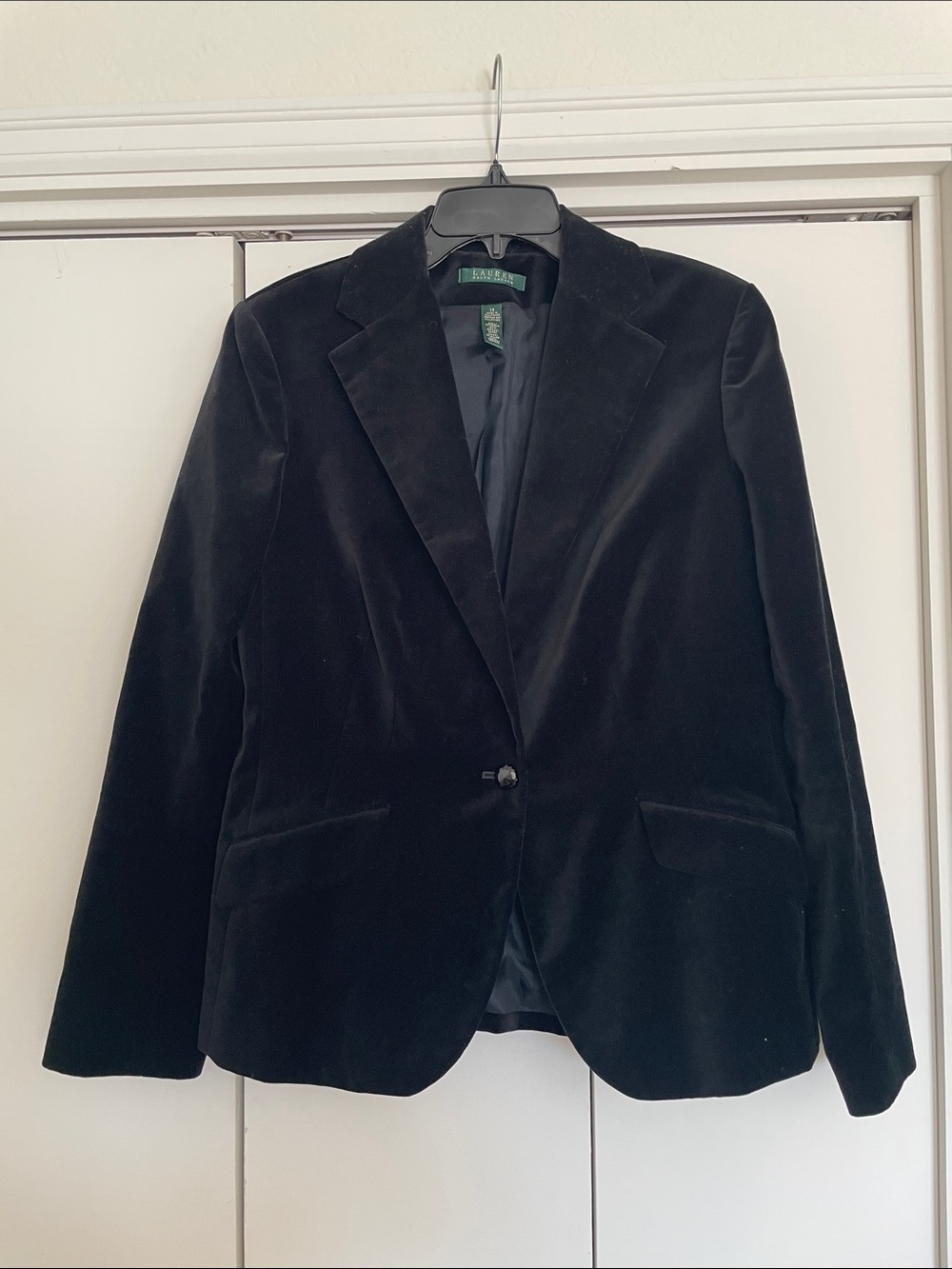 Lauren Ralph Lauren Black Velvet Blazer Size 14 Classic Evening